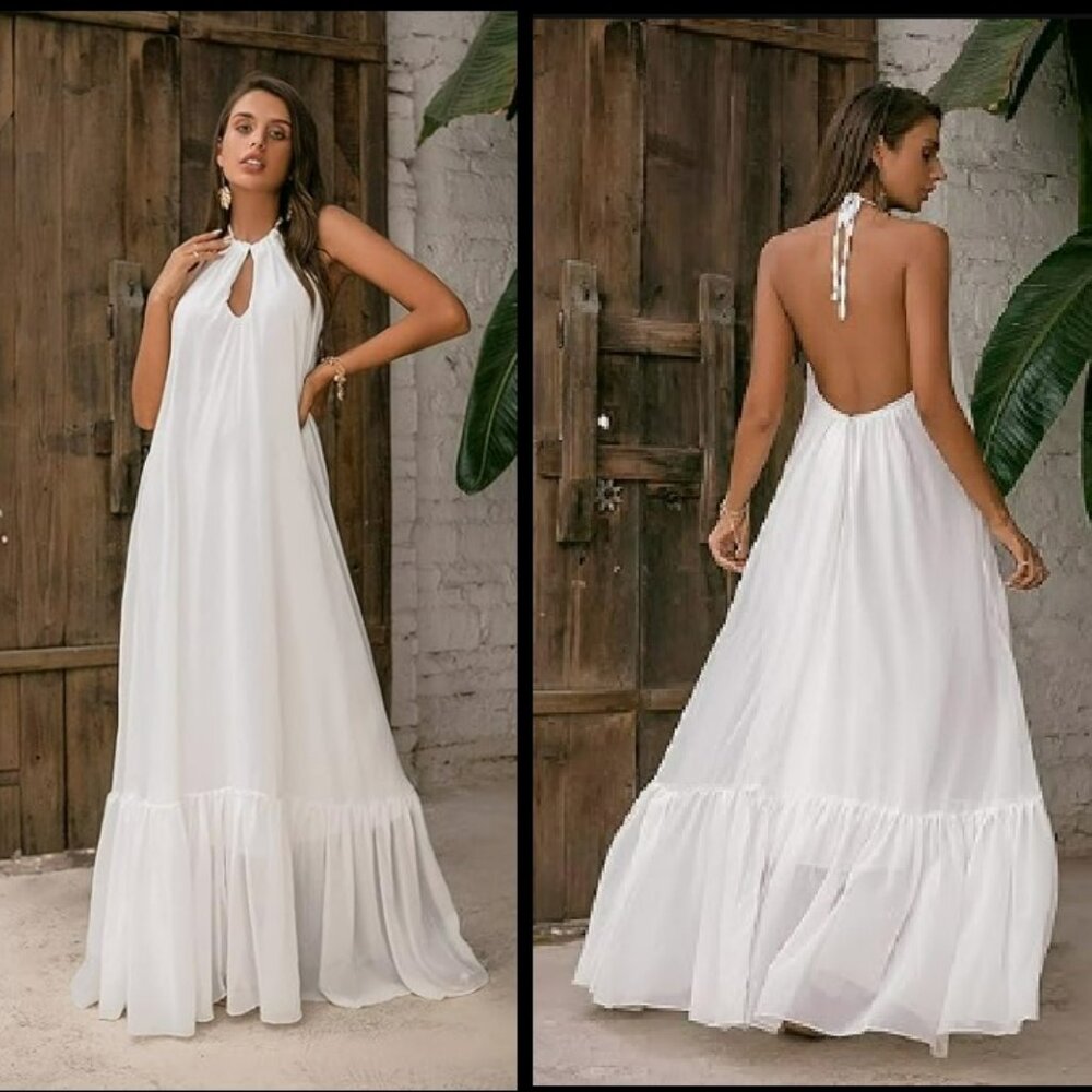 Love and Lemonade White Halter Dress Sz S